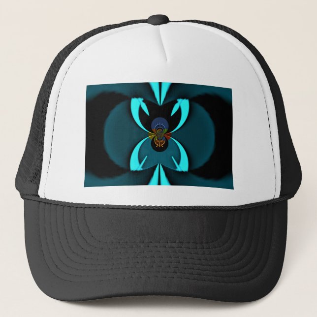 Cyan Abstract Art Print Trucker Hat (Front)