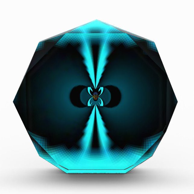 Cyan and Black Abstract Art Print Acrylic Award (Front)
