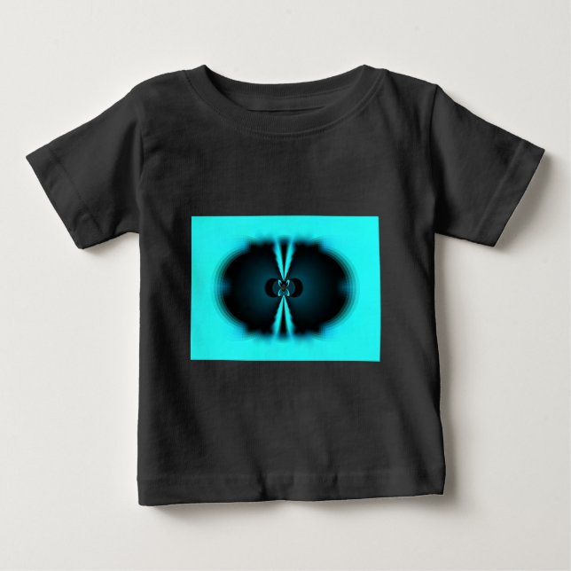 Cyan and Black Abstract Art Print Baby T-Shirt (Front)