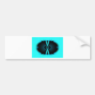 Cyan and Black Abstract Art Print Bumper Sticker