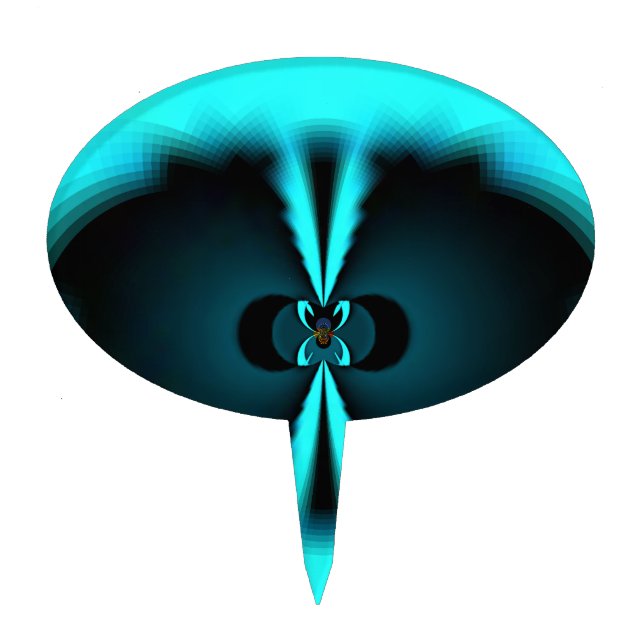 Cyan and Black Abstract Art Print Cake Topper (Front)