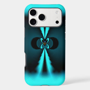 Cyan and Black Abstract Art Print iPhone 17 Pro Max Case