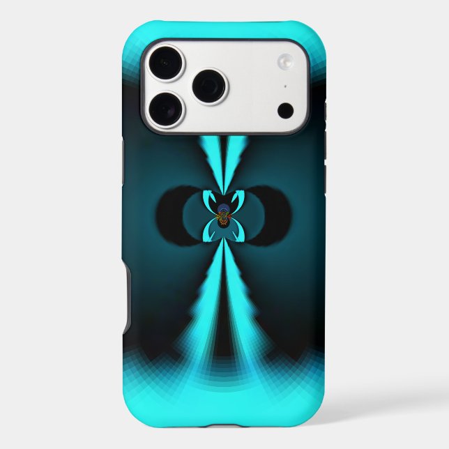 Cyan and Black Abstract Art Print Case-Mate iPhone Case (Back)