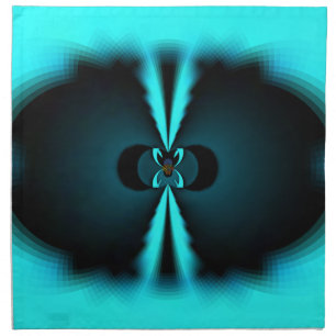 Cyan and Black Abstract Art Print Cloth Napkin