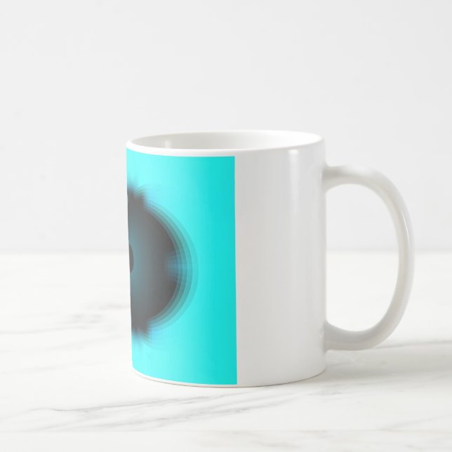 Cyan and Black Abstract Art Print Coffee Mug (Right)