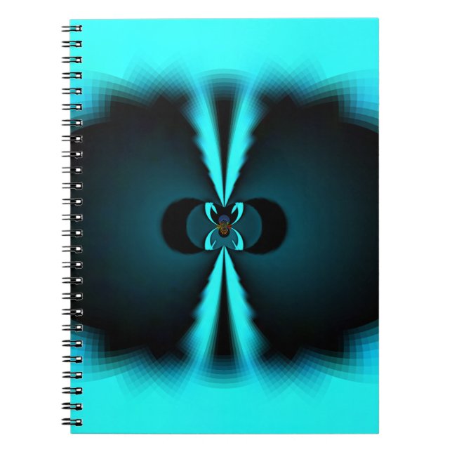 Cyan and Black Abstract Art Print Notebook (Front)