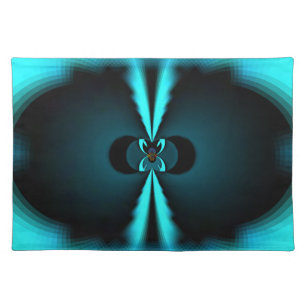 Cyan and Black Abstract Art Print Placemat