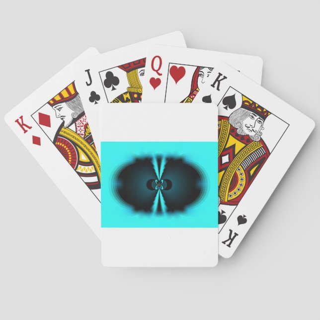 Cyan and Black Abstract Art Print Poker Cards (Back)