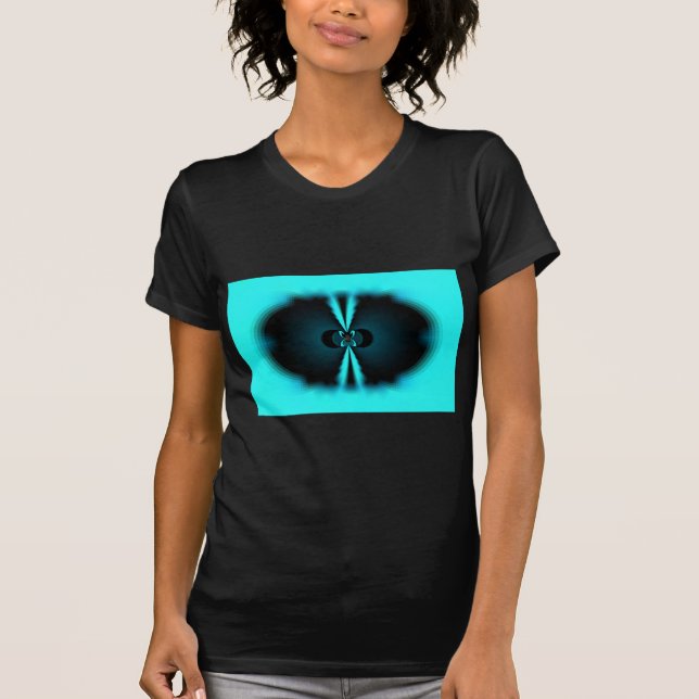Cyan and Black Abstract Art Print T-Shirt (Front)