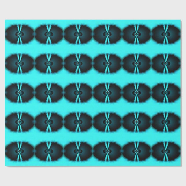 Cyan and Black Abstract Art Print Wrapping Paper (Flat)