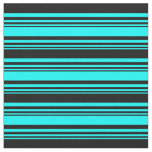 [ Thumbnail: Cyan and Black Lined/Striped Pattern Fabric ]
