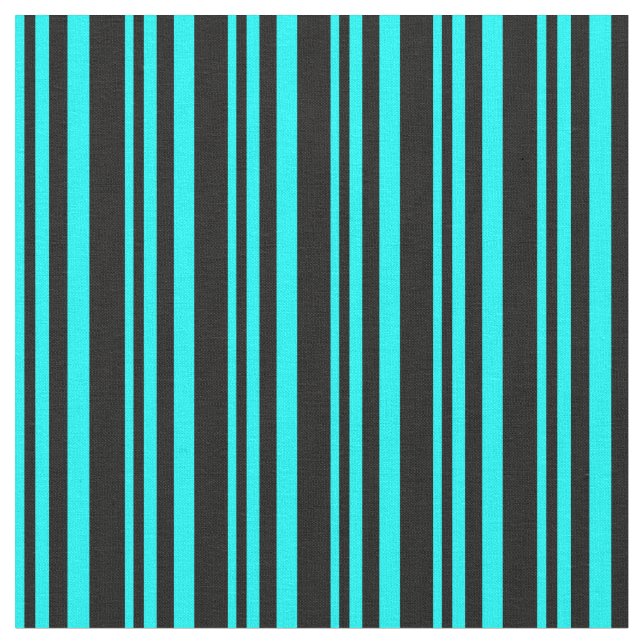 Cyan and Black Lines Fabric (Close Up)