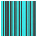 [ Thumbnail: Cyan and Black Pattern of Stripes Fabric ]