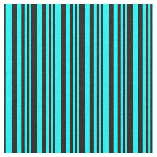 Cyan and Black Pattern of Stripes Fabric