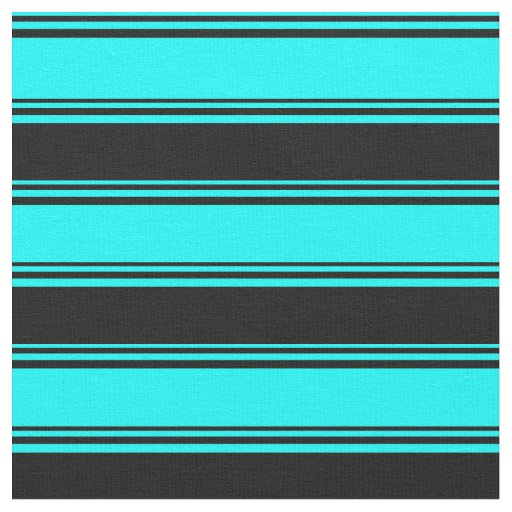 Cyan and Black Stripes/Lines Pattern Fabric