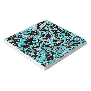Cyan and Black Swirls Trivet