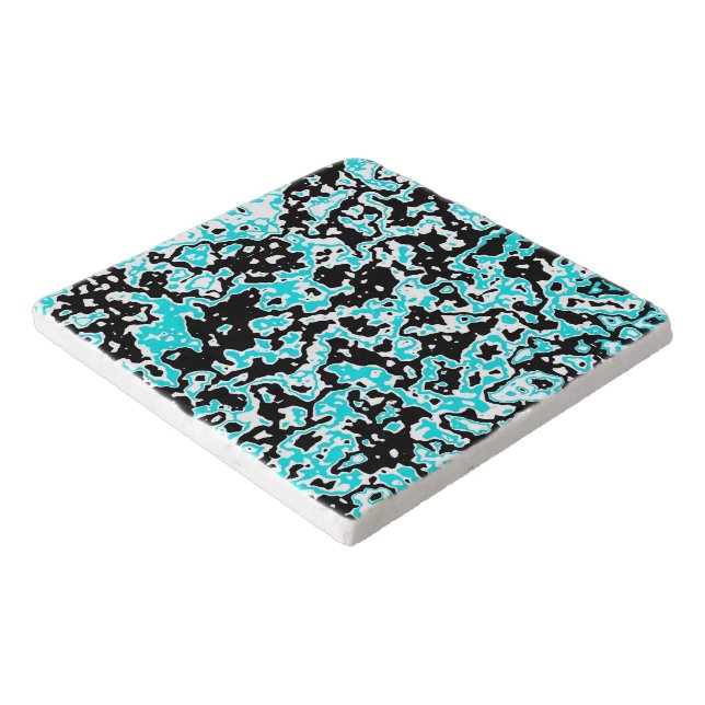 Cyan and Black Swirls Trivet (Corner)