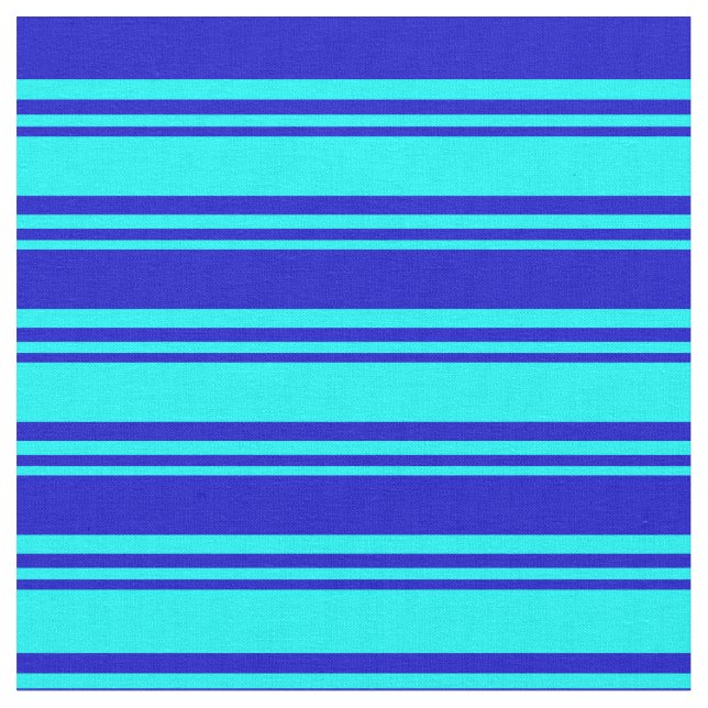 Cyan and Blue Lines/Stripes Pattern Fabric (Close Up)