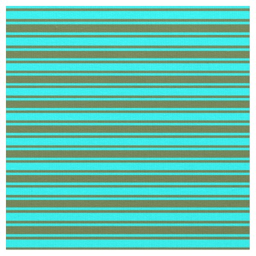 Cyan and Dark Olive Green Stripes Pattern Fabric