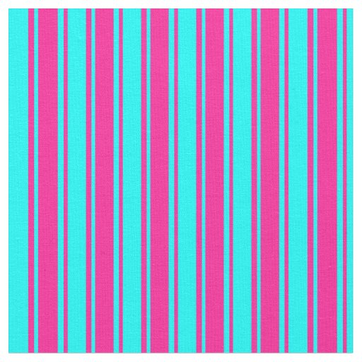 Cyan and Deep Pink Lines Pattern Fabric
