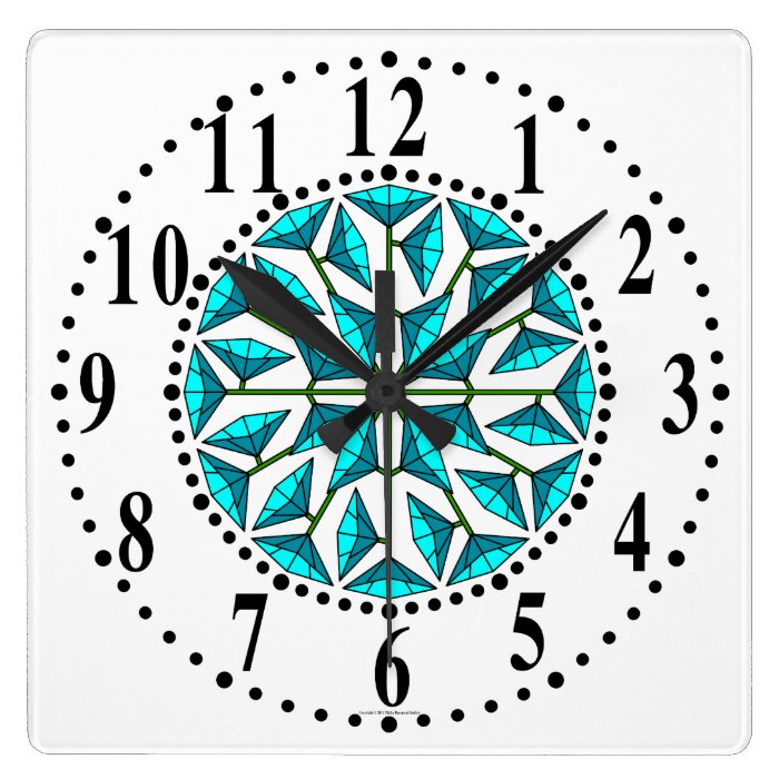 Cyan And Light Cyan Floral 237 Wall Clock