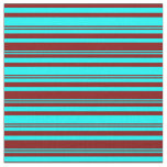 [ Thumbnail: Cyan and Maroon Colored Lines/Stripes Pattern Fabric ]