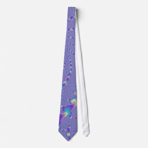Cyan And Purple Spiraling Lights Fractal Art Neck Tie