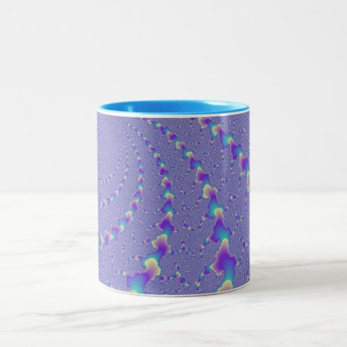 Cyan And Purple Spiraling Lights Fractal Art Two_Tone Coffee Mug