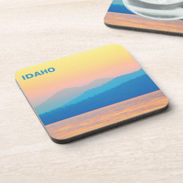 Cyan and Salmon Sunset Beverage Coaster (Left Side)