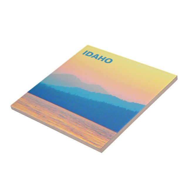Cyan and Salmon Sunset Ceramic Tile (Side)