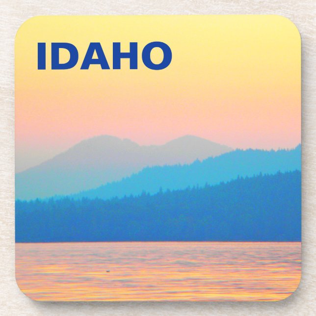 Cyan and Salmon Sunset Drink Coaster (Front)