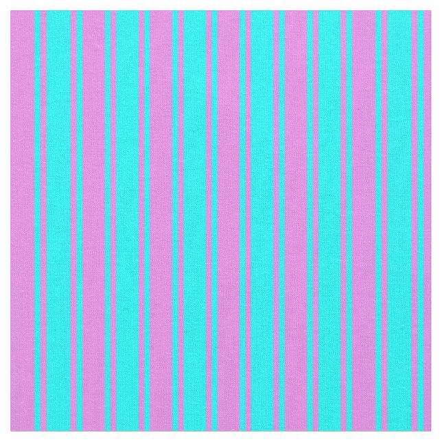 Cyan and Violet Colored Striped Pattern Fabric (Close Up)