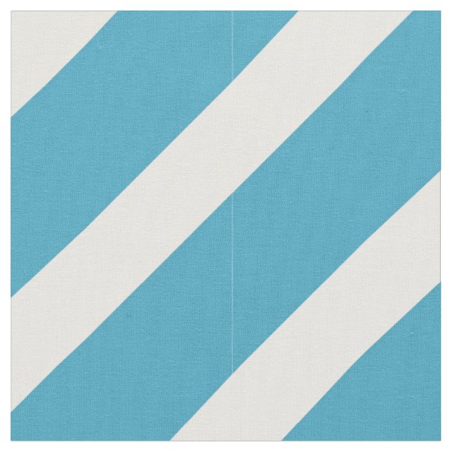 Cyan and White Diagonal Stripes Fabric (Close Up)