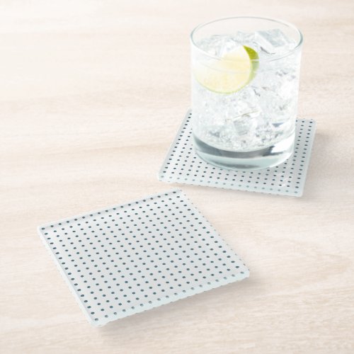 Cyan and White Minimalist Polka Dots g1 Glass Coaster