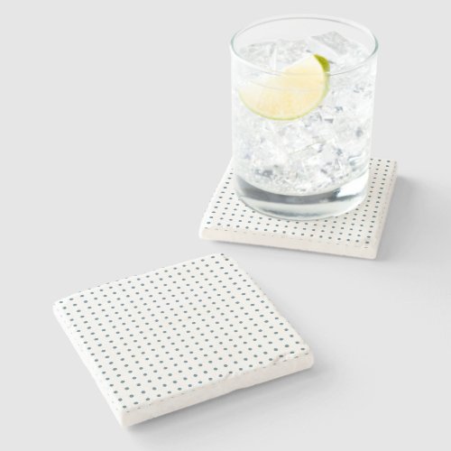 Cyan and White Minimalist Polka Dots g1 Stone Coaster