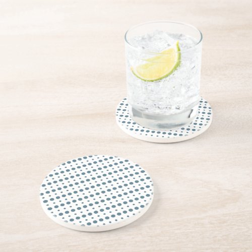 Cyan and White Minimalist Polka Dots g9 Coaster