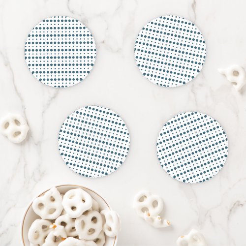 Cyan and White Minimalist Polka Dots g9 Coaster Set