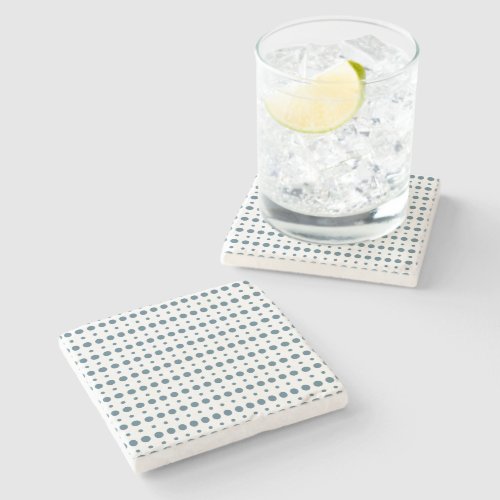 Cyan and White Minimalist Polka Dots g9 Stone Coaster