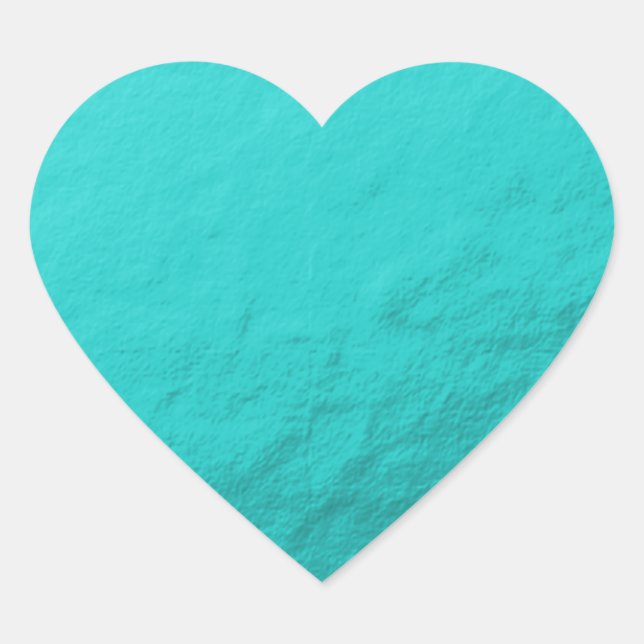 Cyan Aqua Blue Foil Printed Heart Sticker (Front)