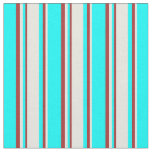 [ Thumbnail: Cyan, Beige, and Brown Striped Pattern Fabric ]