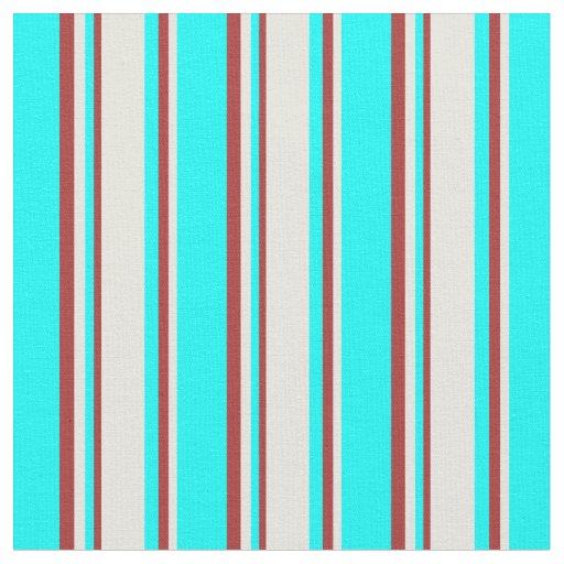 Cyan, Beige, and Brown Striped Pattern Fabric