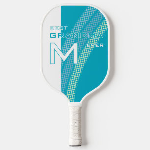 Cyan Best Grandma with Monogramed initials w dots Carbon Fiber Pickleball Paddle