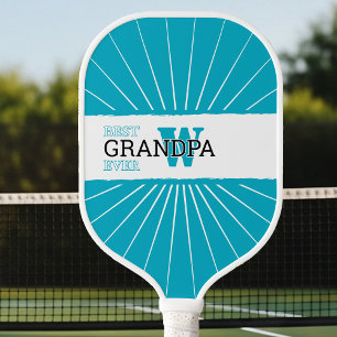 Cyan Best Grandpa ever, Monogramed  Carbon Fiber P Carbon Fiber Pickleball Paddle
