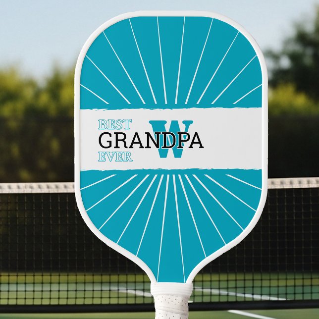 Cyan Best Grandpa ever, Monogramed  Carbon Fiber P Carbon Fiber Pickleball Paddle (Creator Uploaded)