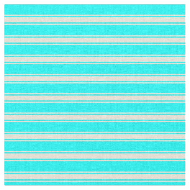 Cyan & Bisque Striped/Lined Pattern Fabric (Close Up)