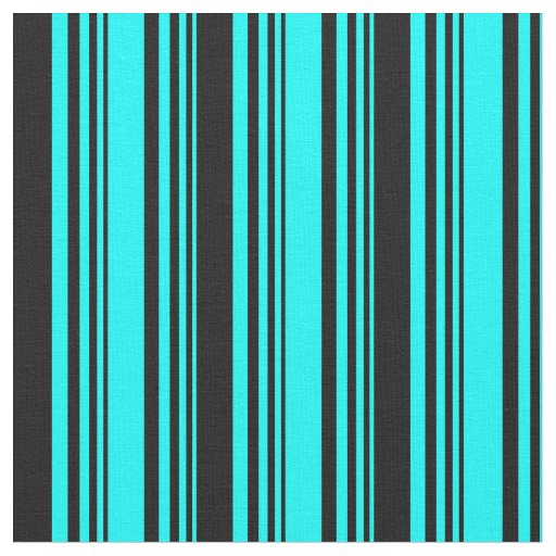 Cyan & Black Colored Lined/Striped Pattern Fabric