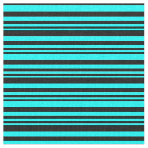 Cyan & Black Lines Pattern Fabric