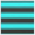 Cyan &amp; Black Lines Pattern Fabric