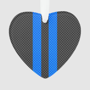 Cyan Blue Carbon Fiber Style Racing Stripes Ornament