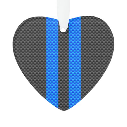 Cyan Blue Carbon Fiber Style Racing Stripes Ornament